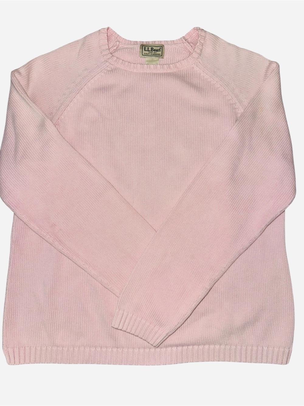 L.L.Bean Pink Cotton Knit Crewneck Sweater Women’s Large Textured Pullover